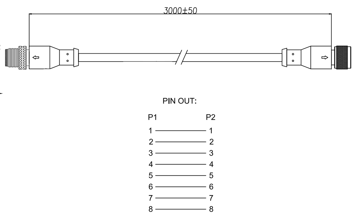 Modbus/binary sensor extension cable