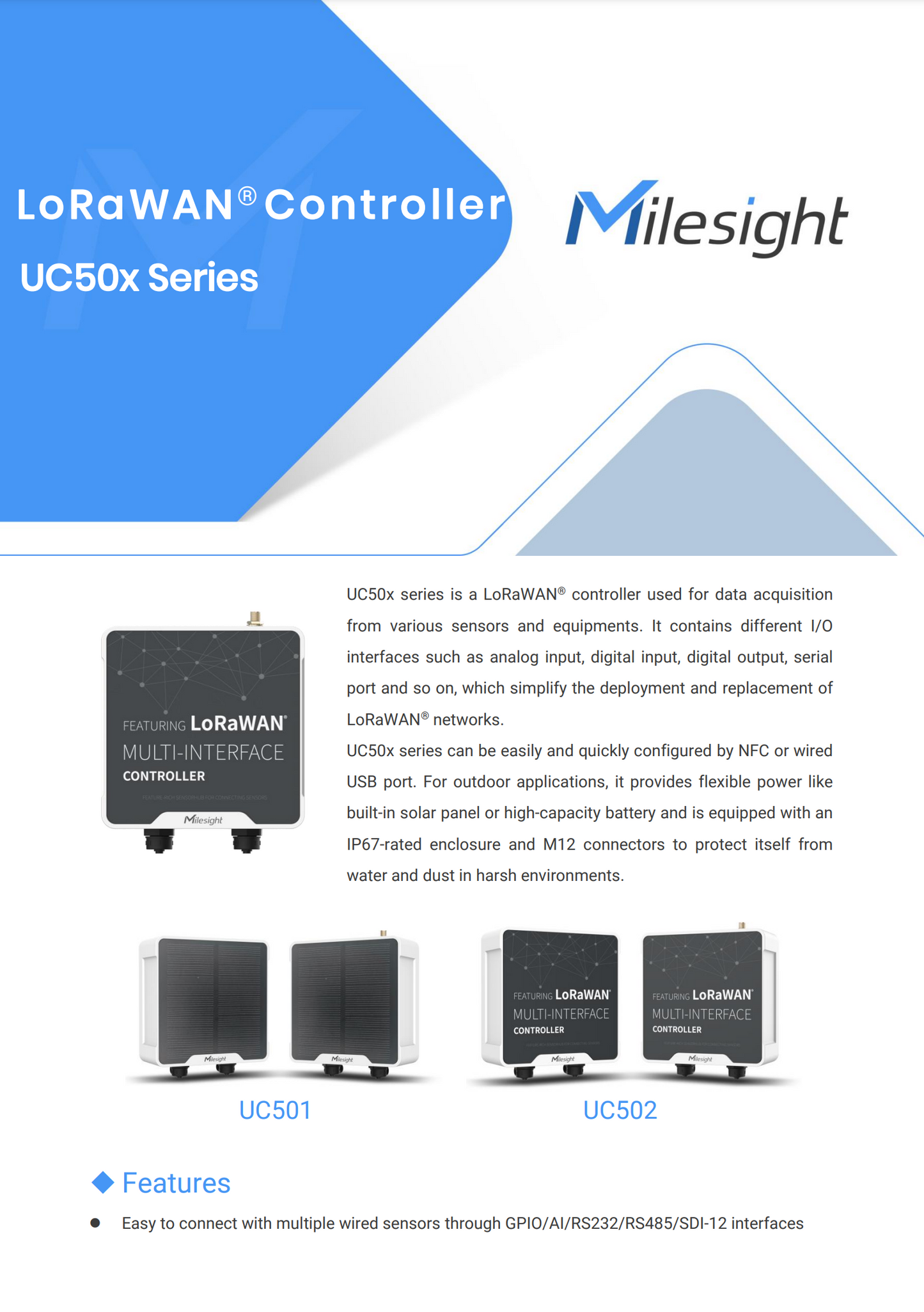 Battery-powered monitoring mote (indoor/outdoor) - Milesight UC-502